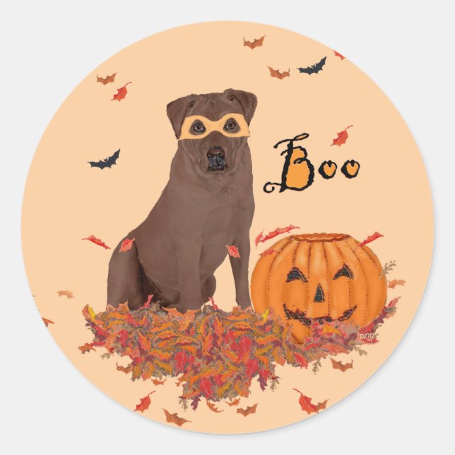 Brown Labrador Retriever Halloween Runder Aufkleber (Vorderseite)