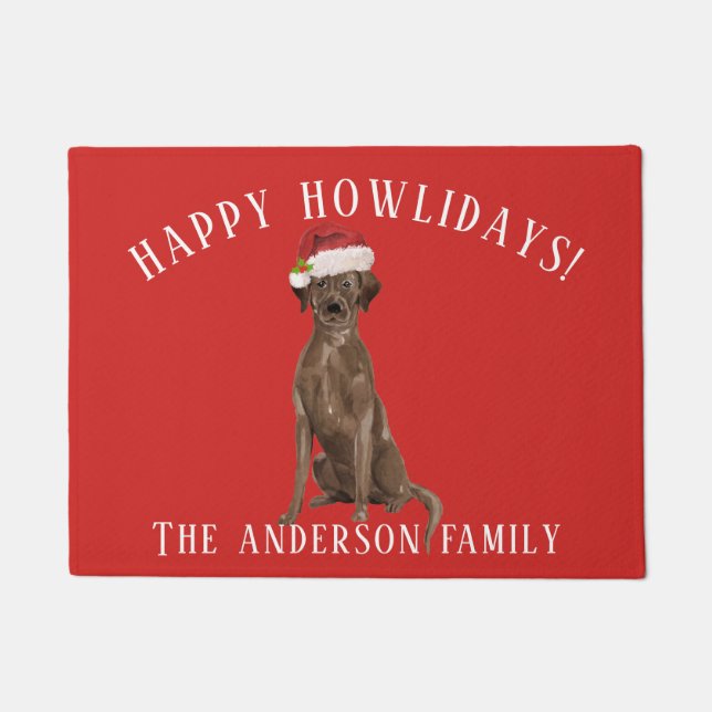 Brown Labrador retriever Happy Howlidays Christmas Fußmatte (Vorderseite)