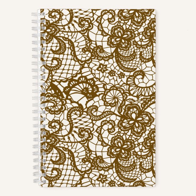Brown Lace auf Ivory-Notebook Notizbuch (Vorderseite)