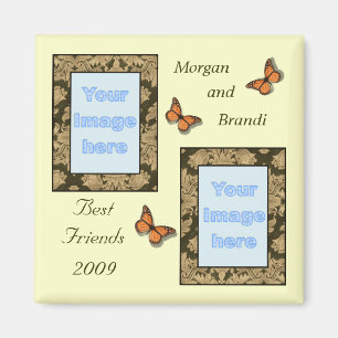Brown Lace Print Best Friends Foto Magnet