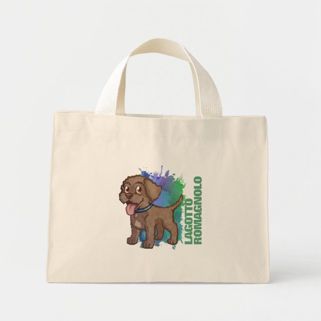 Brown Lagotto Romagnolo Cartoon Welppy Dog Mini Stoffbeutel (Vorne)