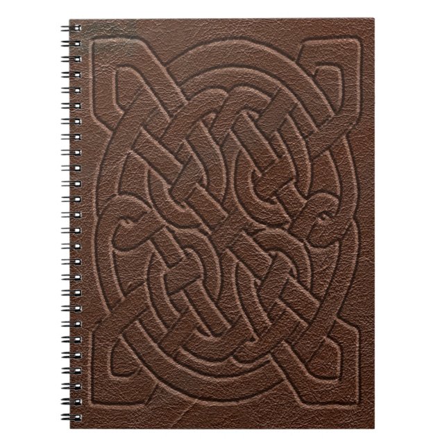 Brown Leather Embossed Celtic Knot Notizblock (Vorderseite)