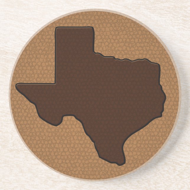Brown Leather Look Texas Sandstein Untersetzer (Vorne)