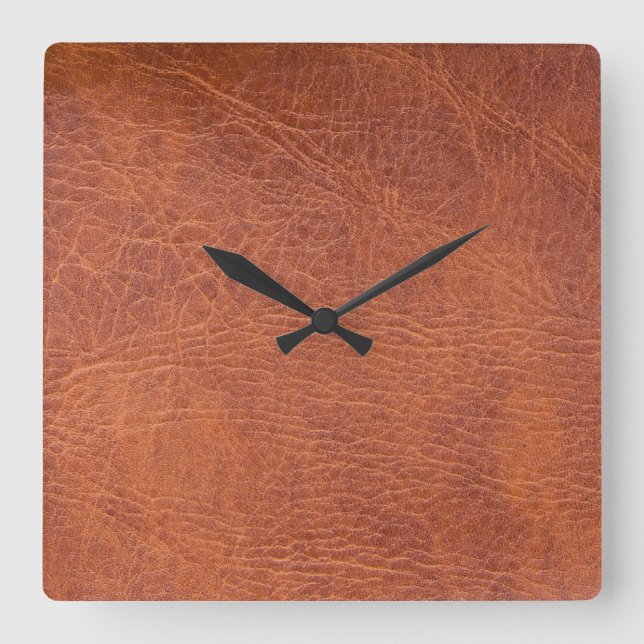 Brown leather quadratische wanduhr (Vorderseite)