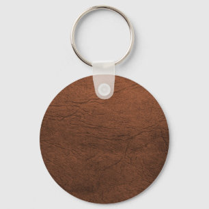Brown Leather Texture Monogram Schlüsselanhänger