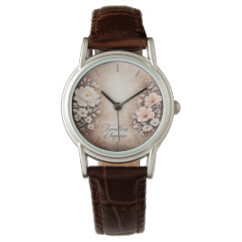 Brown leather "Timeless Elegance" watch with a cla Armbanduhr