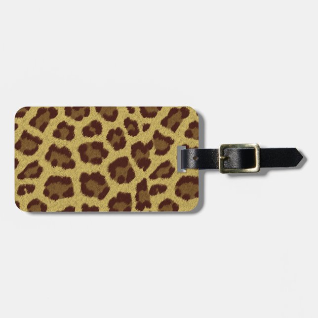 Brown Leopard Print Luggage Tag Gepäckanhänger (Vorderseite horizontal)