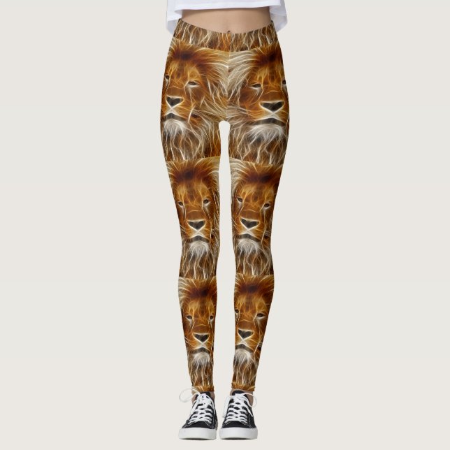 Brown Lion Head Print Leggings (Vorderseite)