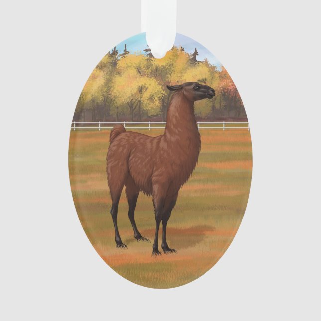 Brown Llama im Herbstweide Ornament (Vorderseite)