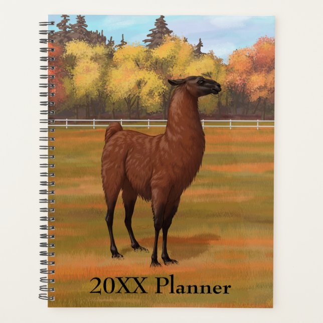 Brown Llama im Herbstweide Planer (Vorderseite)