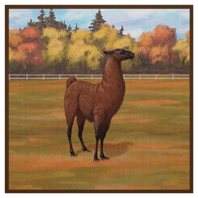 Brown Llama im Herbstweide Stoff (Muster)