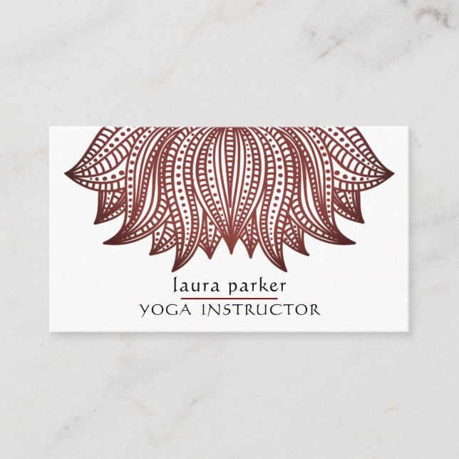 Brown Lotus Mandala Yoga Trainer Meditation Visitenkarte (Vorderseite)