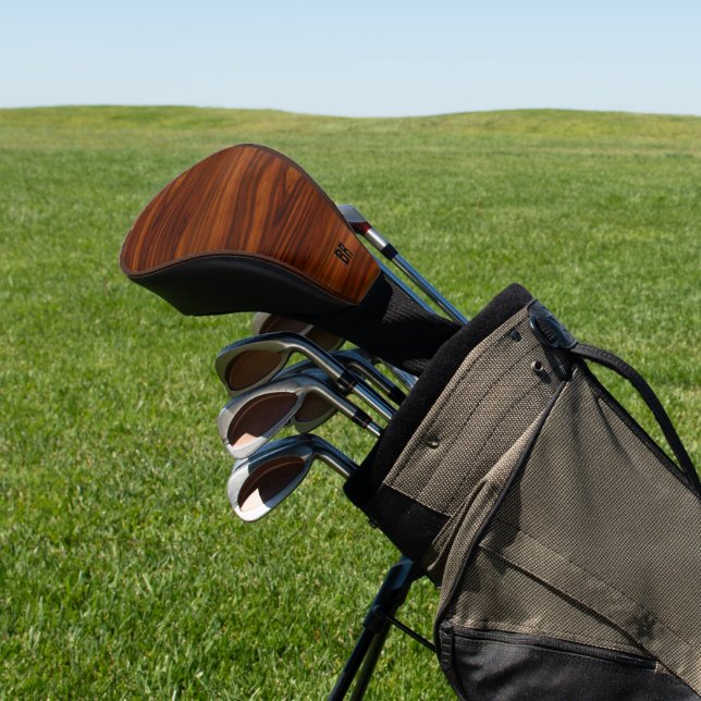 Brown Mahogany Wood Monogram Golf Headcover (In SItu)