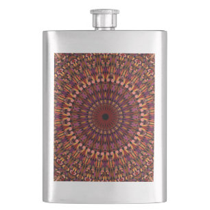 Brown Mandala Kaleidoscope Pattern-48566 Flachmann