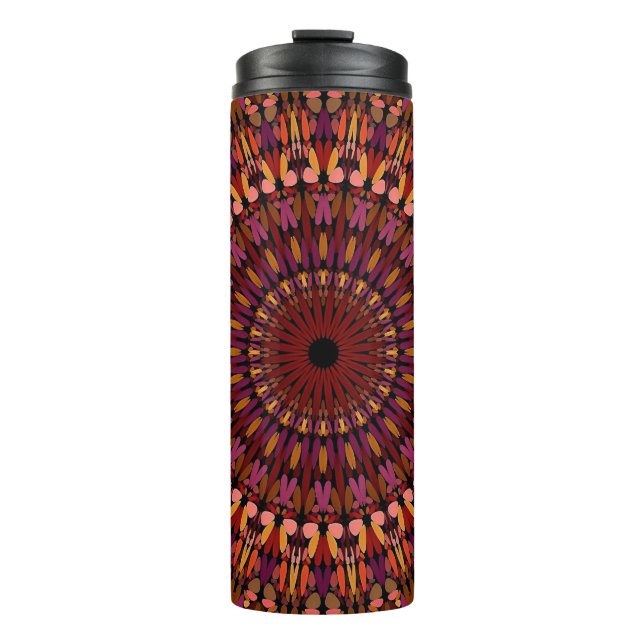 Brown Mandala Kaleidoscope Pattern-48566 Thermosbecher (Vorderseite)