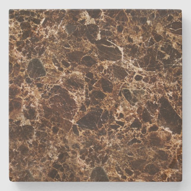 Brown Marble Gepunktet Square Stone Untersetzer (Vorderseite)