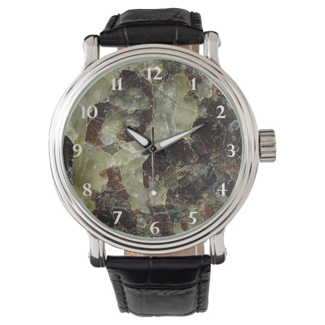 Brown Marbled Quartz Armbanduhr (Vorderseite)