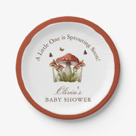 Brown Maroon Mushroom Butterfly Thema Kinderdusche Pappteller