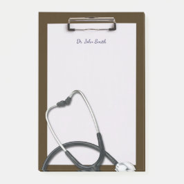 Brown Medipboard with Stethoscope Post-it Klebezettel