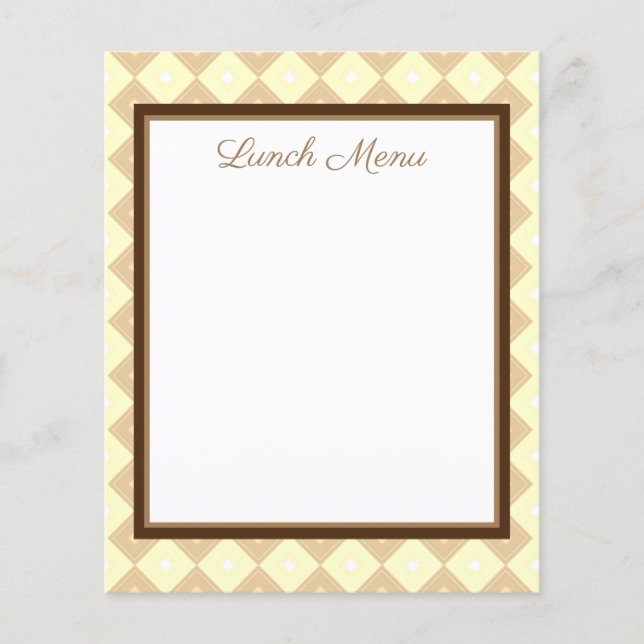 Brown Menu Lunch and Dinner in Diamond Design (Vorderseite)