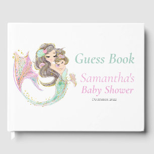 Brown Mermaid Baby Shower under Sea Guest Book Gästebuch