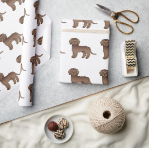 Brown Mini Goldendoodle Niedlich Cartoon Dog Muste Geschenkpapier