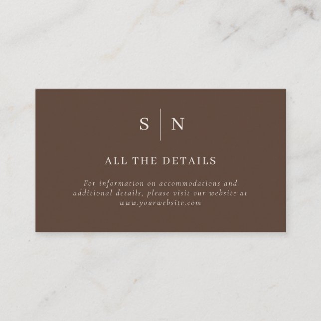 Brown Minimal and Chic | Wedding Details Begleitkarte (Vorderseite)