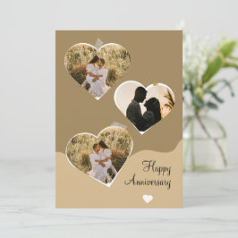 Brown Minimalistisch Anniversary Foto Collage Einladung