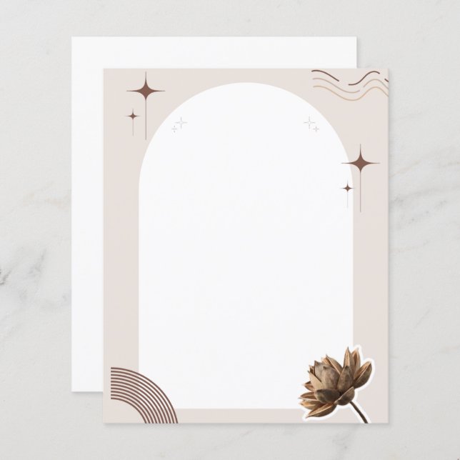 Brown Minimalistisch Boho Notes Blank (Vorne/Hinten)