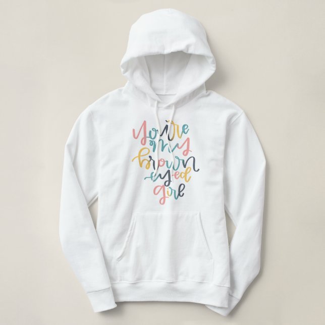 Brown Mit Augen Girl Hoodie (Design vorne)