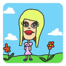 Brown Mit Augen Girl Square Sticker