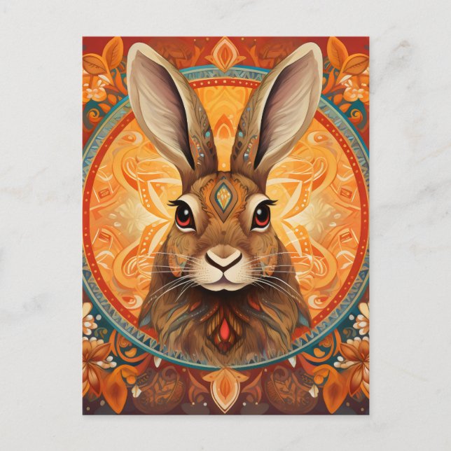 Brown mit Augen Solarpunk Bunny Postkarte (Vorderseite)