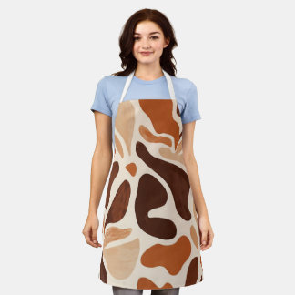 Brown Modern Art Flow Shapes All-Over Print Apron Schürze