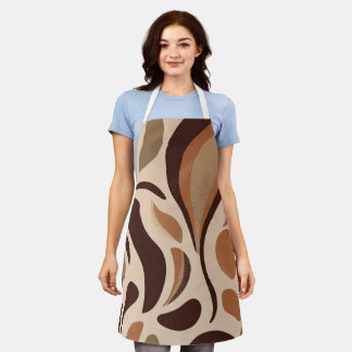 Brown Modern Art Flow Shapes All-Over Print Apron Schürze