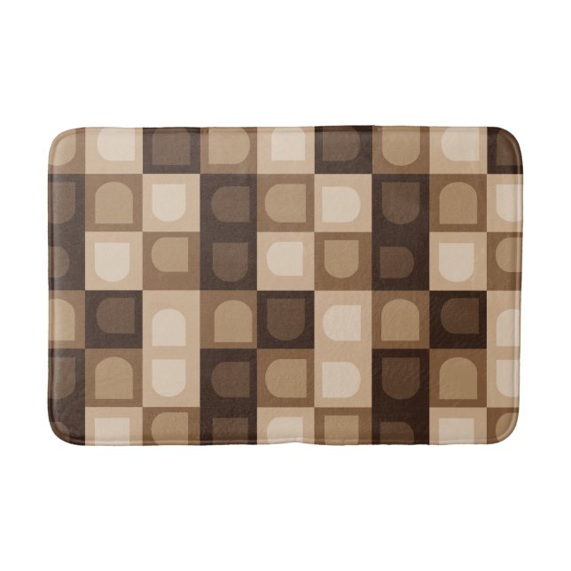 Brown Modern Boho Arch Geometric Aztec Muster Badematte (Vorderseite)