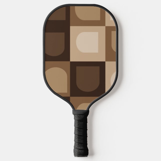 Brown Modern Boho Arch Geometric Aztec Muster Pickleball Schläger (Vorderseite)