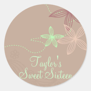 Brown Modern Floral Sticker