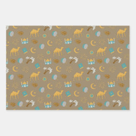 Brown Modern Ramadan Eid Mubarak Happy Eid Geschenkpapier Set