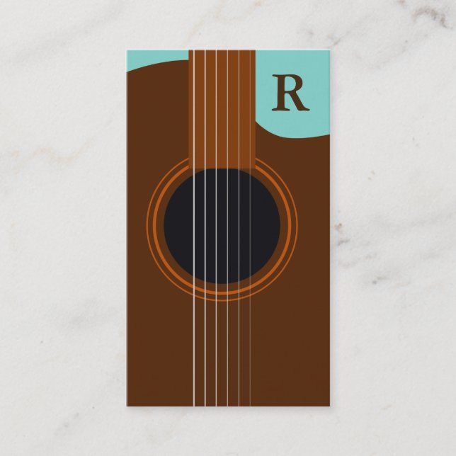 Brown Monogram Acoustic Gitarre Gitarrist Visitenkarte (Vorderseite)