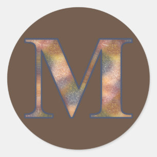 Brown Monogram m Runder Aufkleber