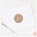 Brown Monogram Modern Wedding Runder Aufkleber<br><div class="desc">Minimalist and modern design.</div>