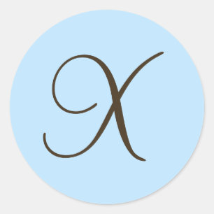 Brown Monogram X on Light Blue Fevor Label Runder Aufkleber