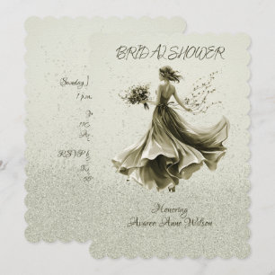 Brown Monotone Skipping Bride Polterabend Einladung