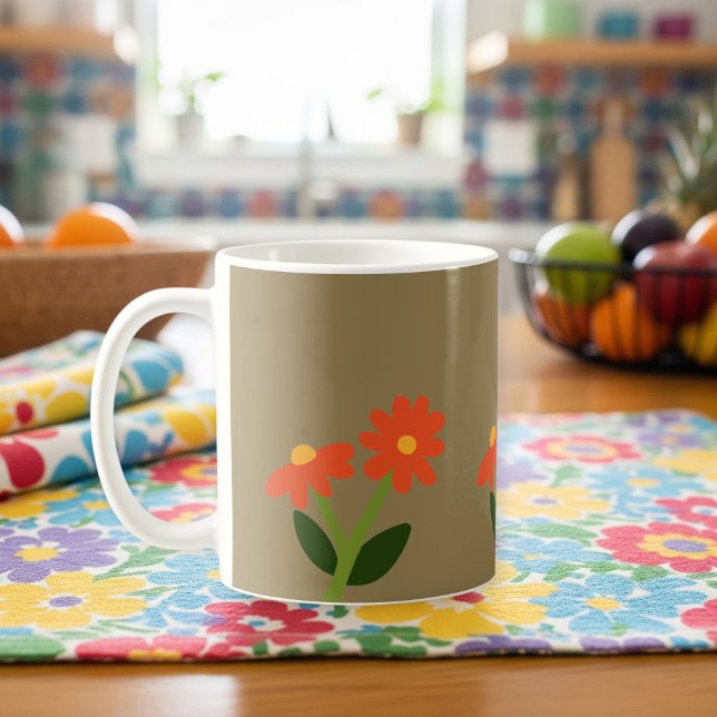 Brown Mug with Floral Design (Créateur téléchargé)