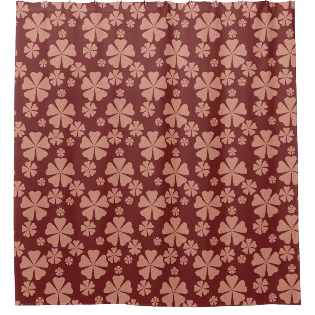 Brown Mute Floral Abstrakt Pattern Duschvorhang (Vorderseite)