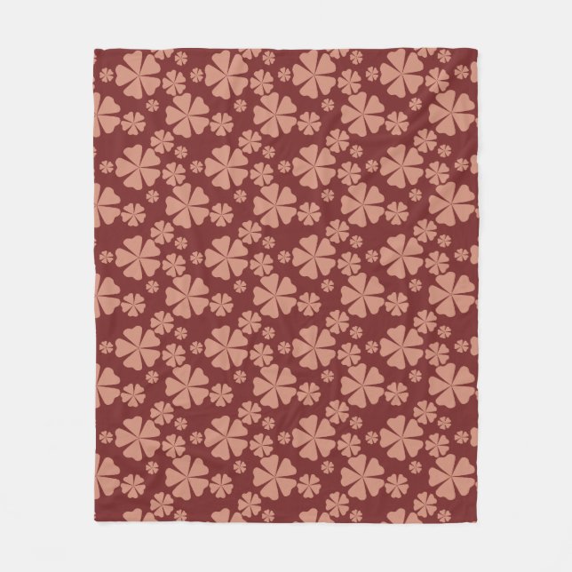 Brown Mute Floral Abstrakt Pattern Fleecedecke (Vorderseite)