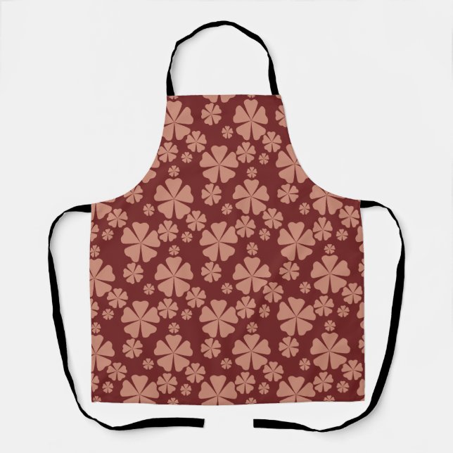 Brown Mute Floral Abstrakt Pattern Schürze (Vorderseite)
