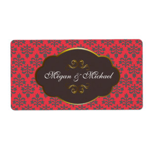 Brown n étiquettes de Red Mariage damassé