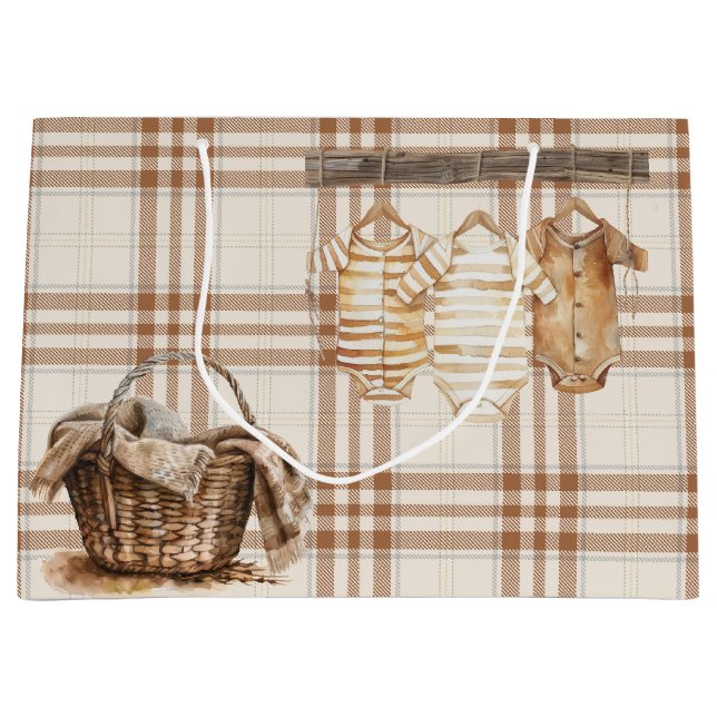 BROWN NEUTRAL BOHO BABY CLOTHES GROßE GESCHENKTÜTE (Vorderseite)