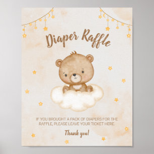 Brown Niedlich Bear Baby Dusche Windeln Raffle Pos Poster